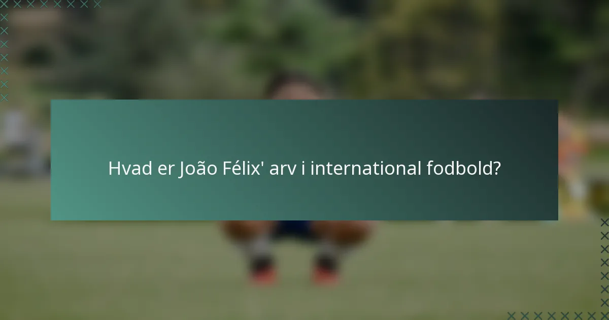 Hvad er João Félix' arv i international fodbold?