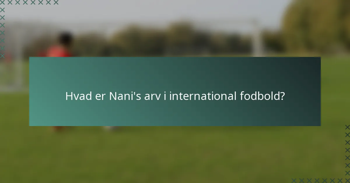 Hvad er Nani's arv i international fodbold?