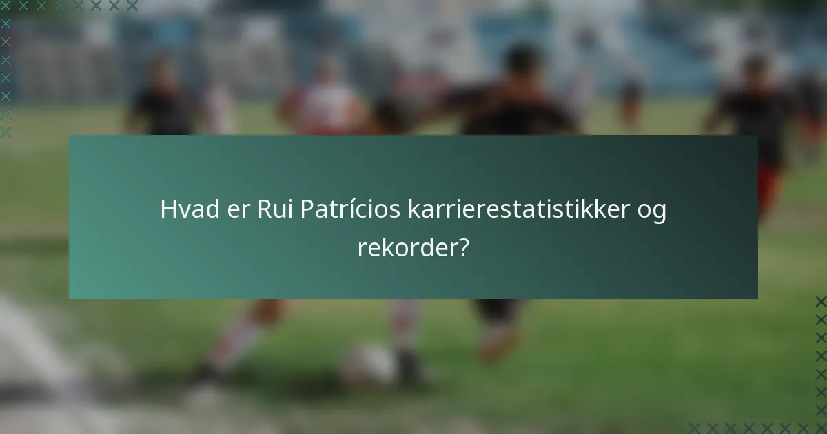 Hvad er Rui Patrícios karrierestatistikker og rekorder?
