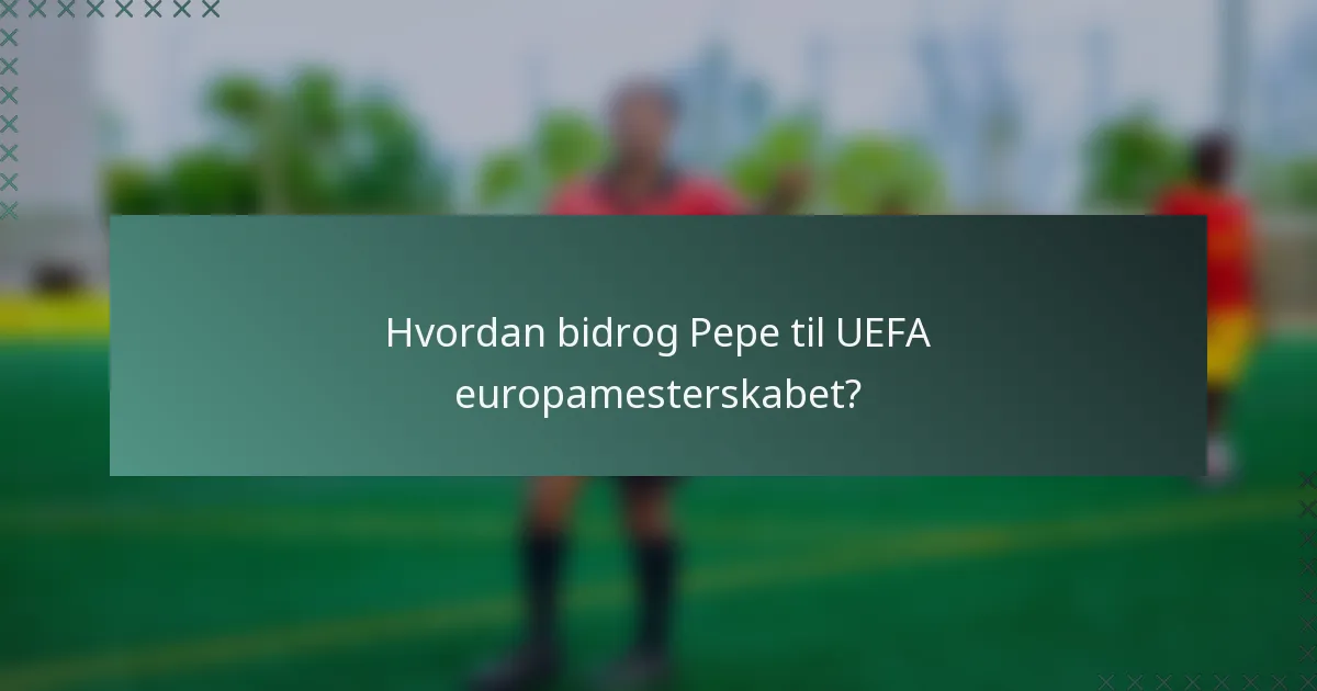 Hvordan bidrog Pepe til UEFA europamesterskabet?