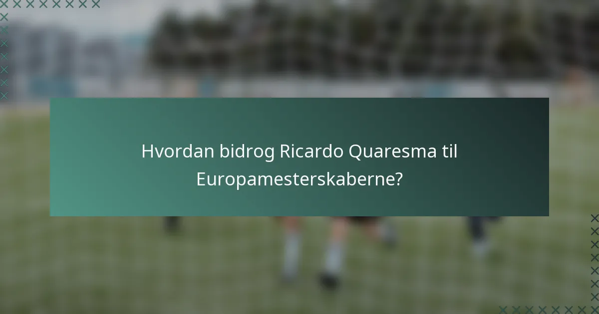 Hvordan bidrog Ricardo Quaresma til Europamesterskaberne?