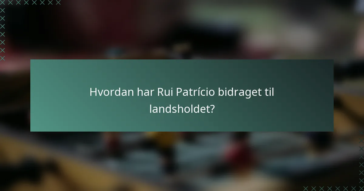 Hvordan har Rui Patrício bidraget til landsholdet?