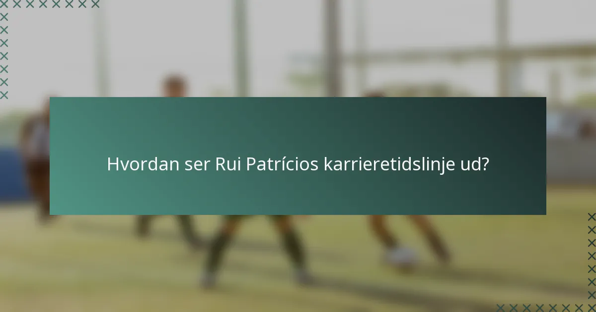 Hvordan ser Rui Patrícios karrieretidslinje ud?