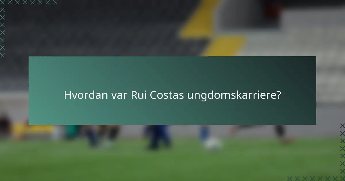 Hvordan var Rui Costas ungdomskarriere?
